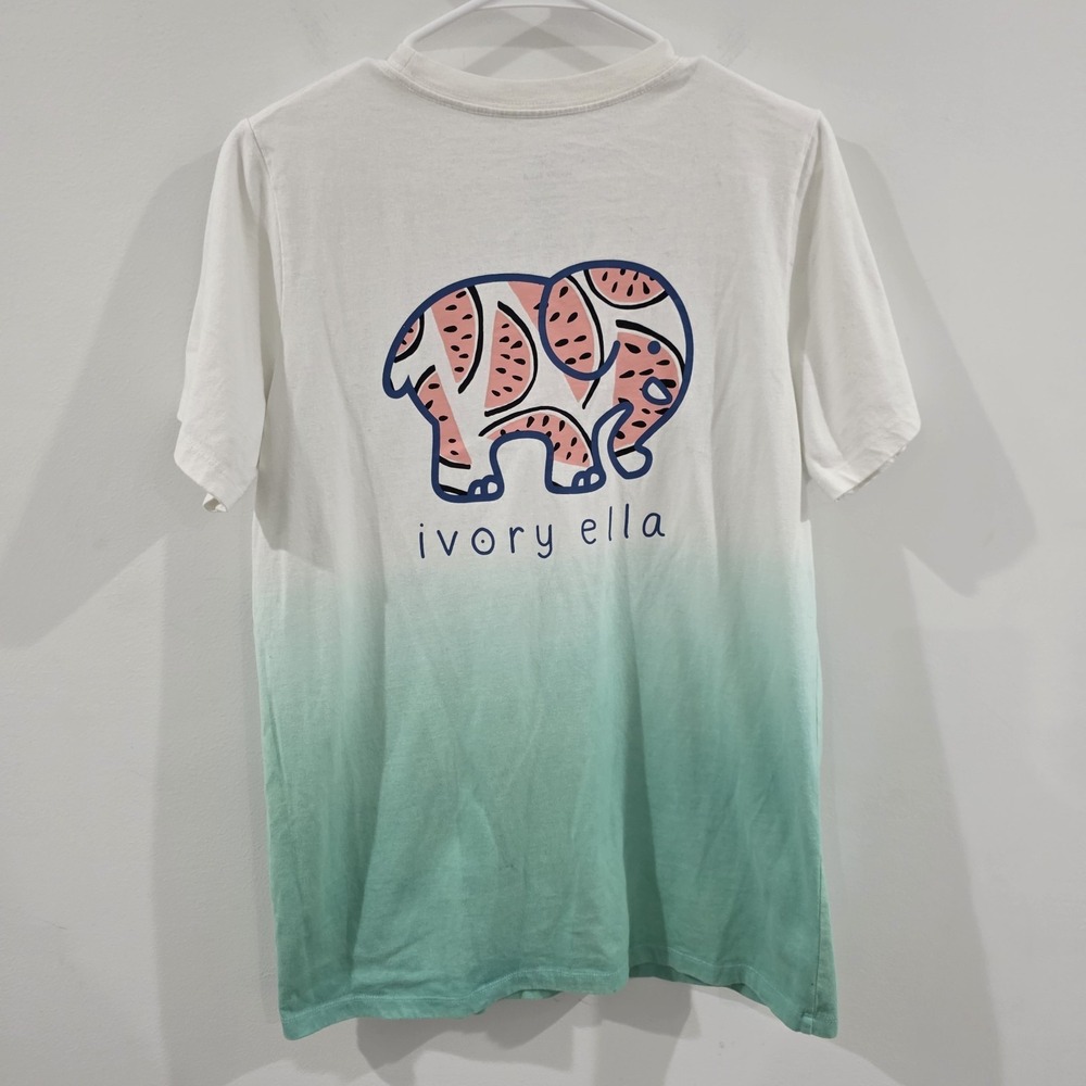 Ivory Ella Womens Watermelon T Shirt Size Medium Summer Ombre Elephant Logo